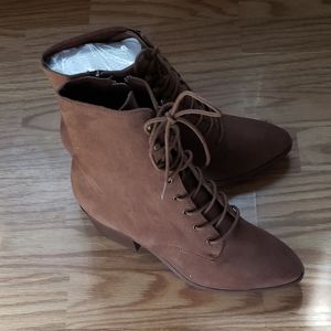 Lulus lace up booties with side zipper
